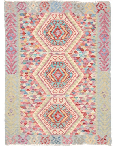 Tappeto Kilim Afghanistan beige rosso 125x170