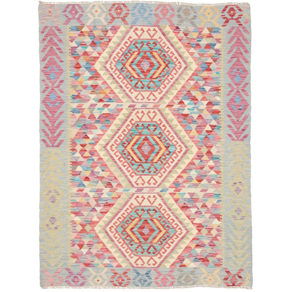 Tappeto Kilim Afghanistan beige rosso 125x170