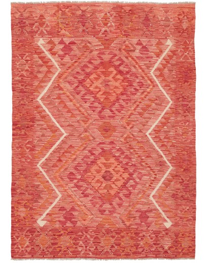 Tappeto Kilim Afghanistan rosso arancione 126x178