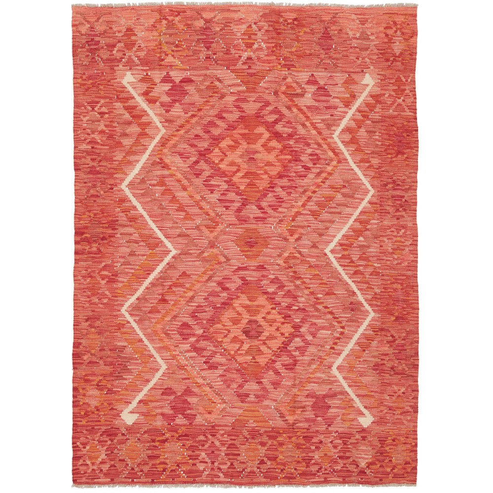 Tappeto Kilim Afghanistan rosso arancione 126x178