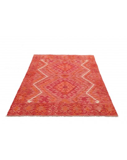 Tappeto Kilim Afghanistan rosso arancione 126x178