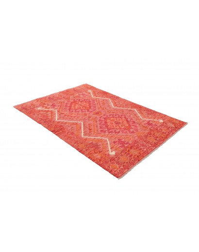 Tappeto Kilim Afghanistan rosso arancione 126x178