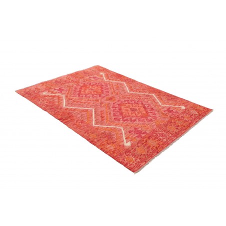 Tappeto Kilim Afghanistan rosso arancione 126x178