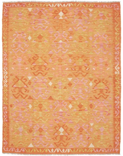 Tappeto Kilim Afghanistan arancione marrone 155x206