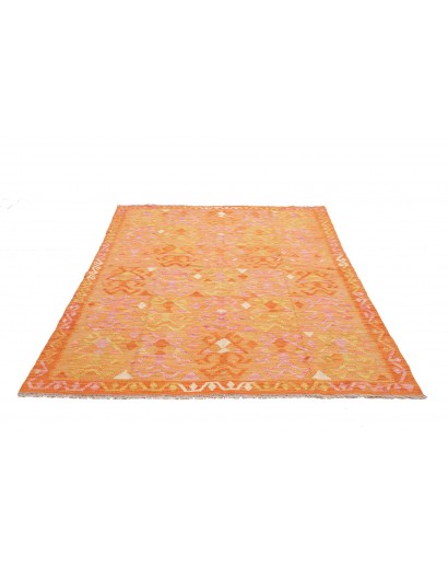Tappeto Kilim Afghanistan arancione marrone 155x206