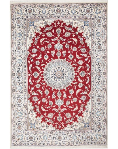 Tappeto Nain Kashmar Persia bianco marrone 200x298