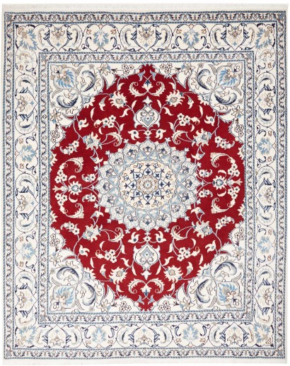Tappeto Nain Kashmar Persia bianco grigio 203x248