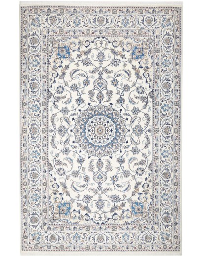 Tappeto Nain Kashmar Persia bianco azzurro 200x300