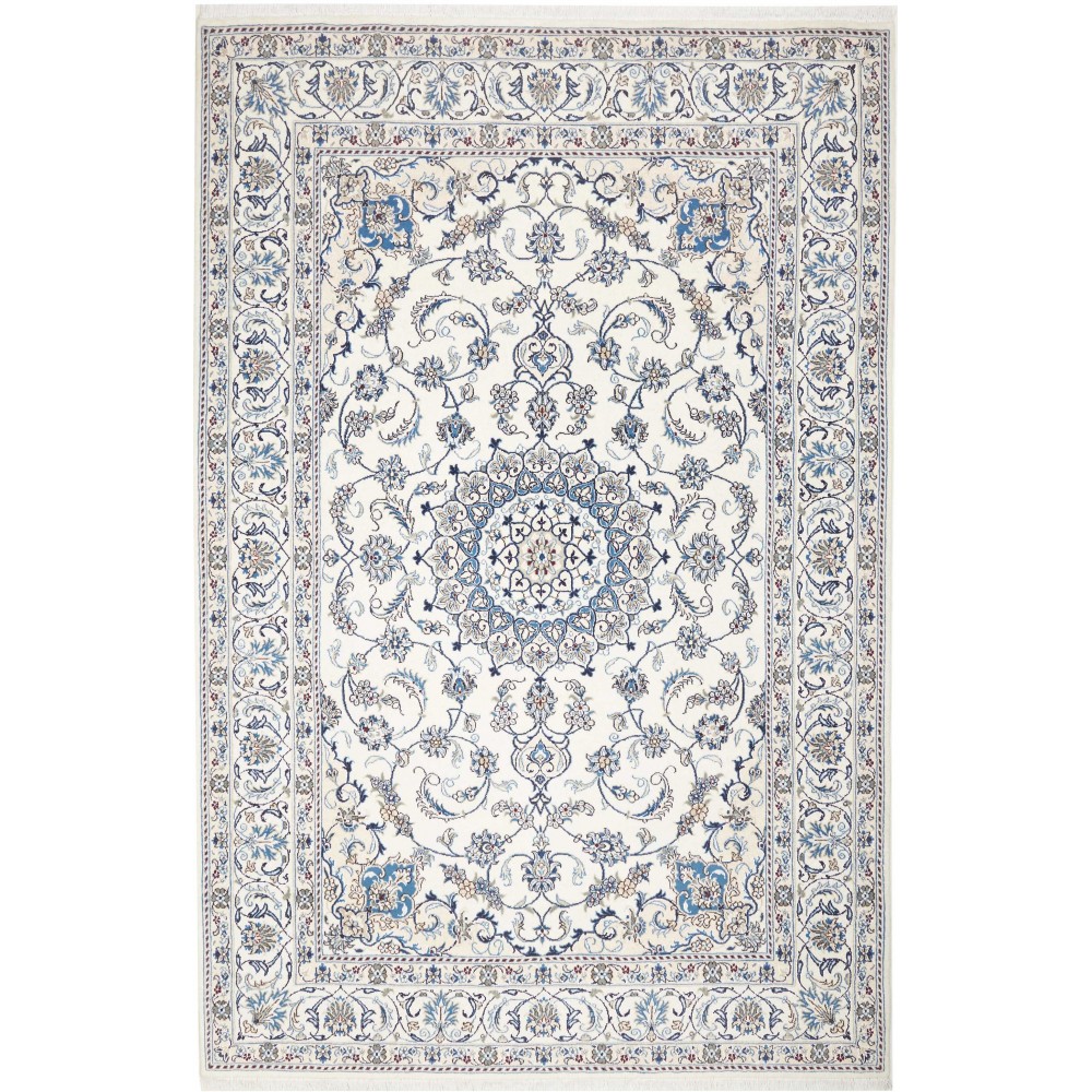 Tappeto Nain Kashmar Persia bianco azzurro 200x300 Tappeto Nain Kashmar Persia bianco azzurro 200x300