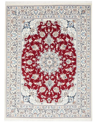 Tappeto Nain Kashmar Persia bianco marrone 144x198