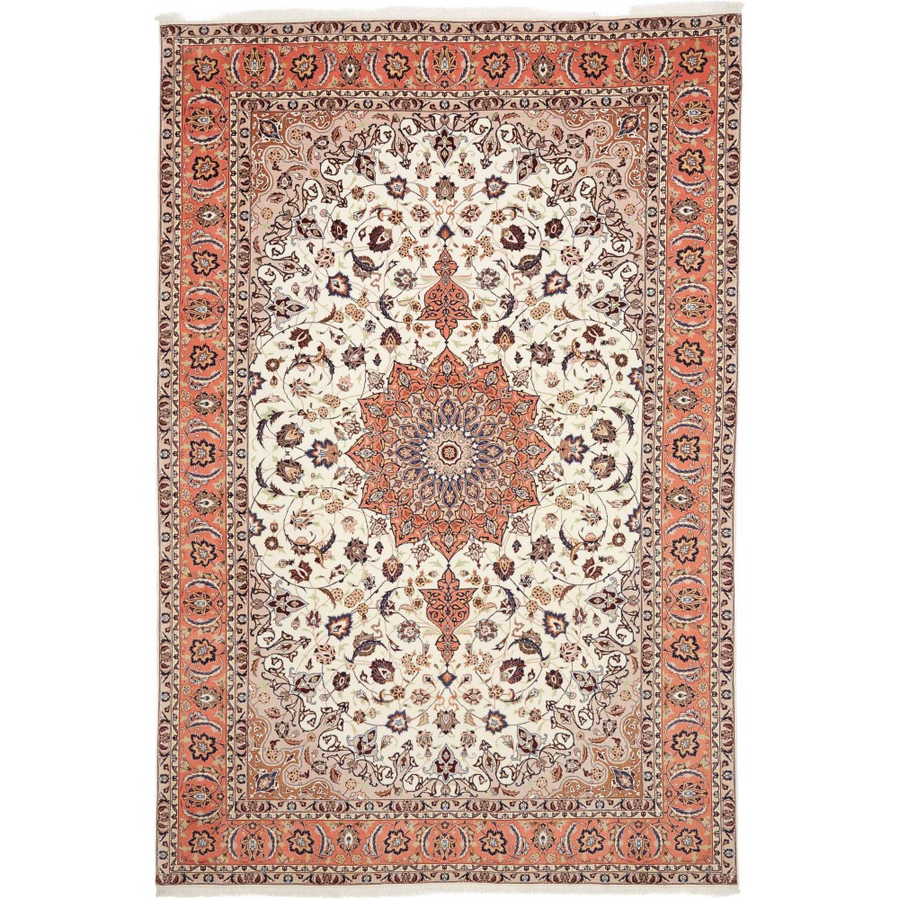 Tappeto Tabriz 50 Raj Persia bianco marrone 202x307