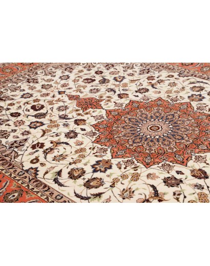 Tappeto Tabriz 50 Raj Persia bianco marrone 202x307