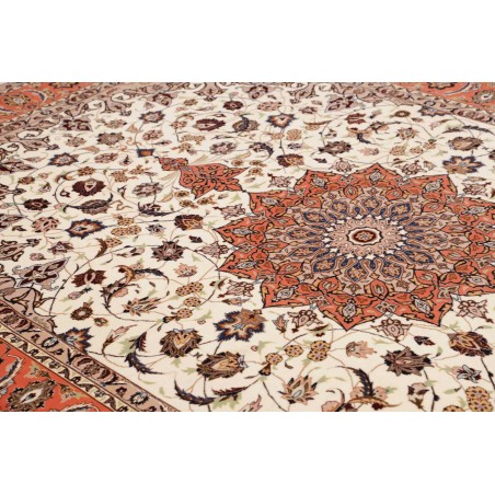 Tappeto Tabriz 50 Raj Persia bianco marrone 202x307