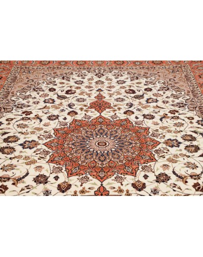 Tappeto Tabriz 50 Raj Persia bianco marrone 202x307