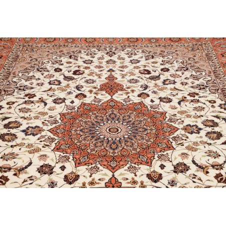 Tappeto Tabriz 50 Raj Persia bianco marrone 202x307