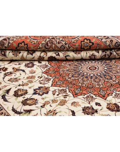 Tappeto Tabriz 50 Raj Persia bianco marrone 202x307
