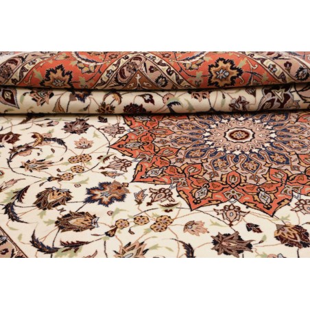 Tappeto Tabriz 50 Raj Persia bianco marrone 202x307