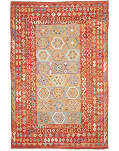 Tappeto Kilim Afghanistan marrone rosso 200x303