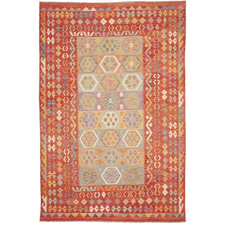 Tappeto Kilim Afghanistan marrone rosso 200x303