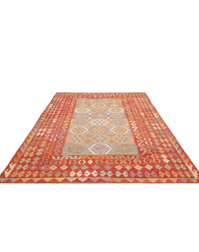 Tappeto Kilim Afghanistan marrone rosso 200x303