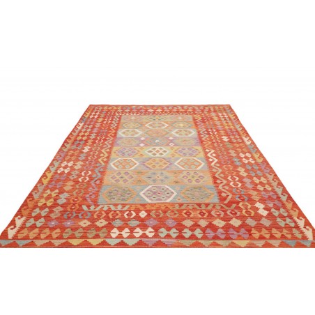 Tappeto Kilim Afghanistan marrone rosso 200x303