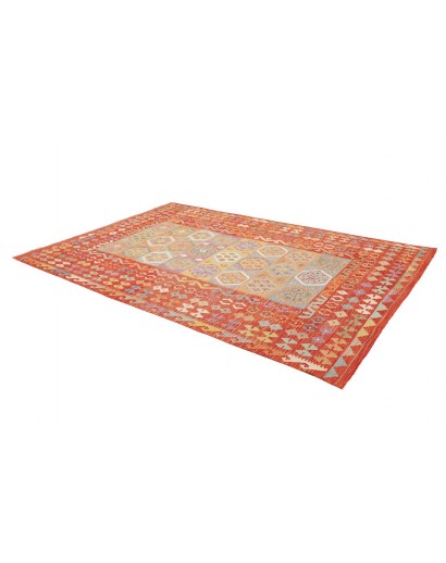 Tappeto Kilim Afghanistan marrone rosso 200x303