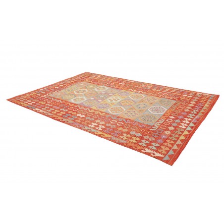 Tappeto Kilim Afghanistan marrone rosso 200x303