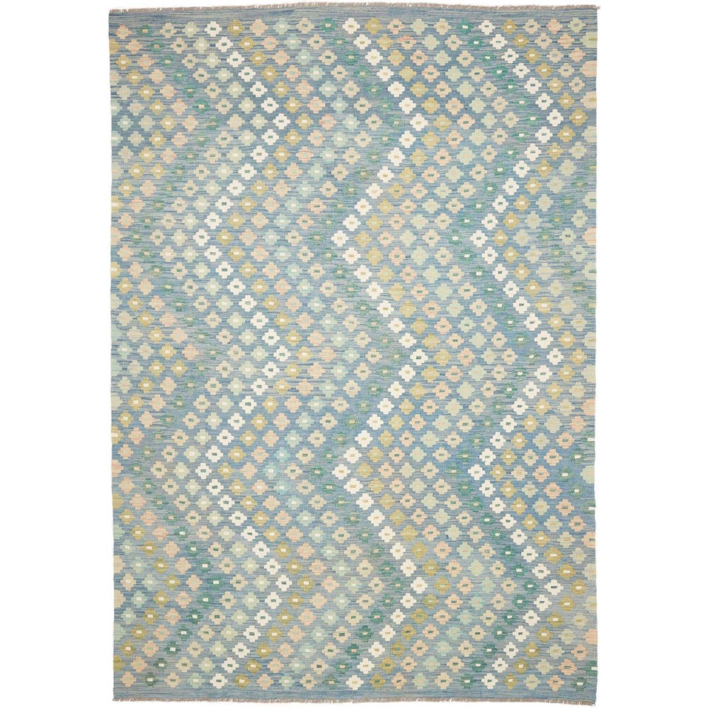 Tappeto Kilim Afghanistan azzurro bianco 207x294