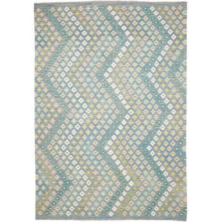 Tappeto Kilim Afghanistan azzurro bianco 207x294