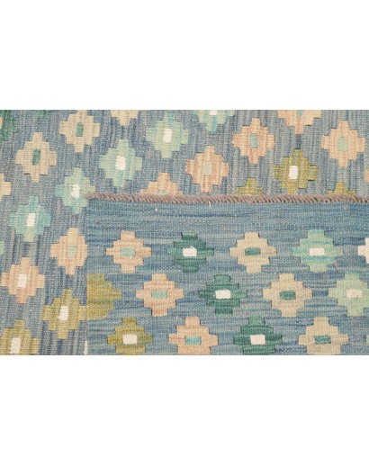 Tappeto Kilim Afghanistan azzurro bianco 207x294