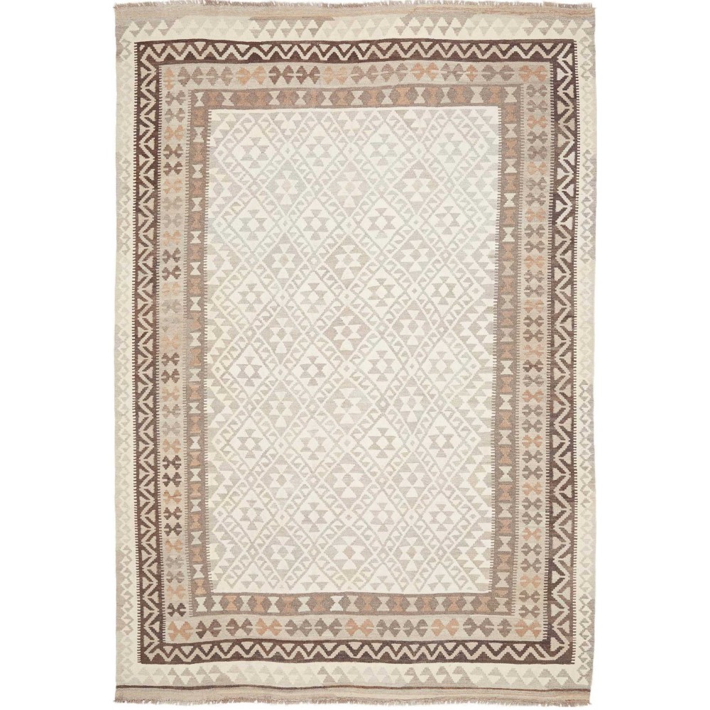 Tappeto Kilim Afghanistan bianco azzurro 205x302