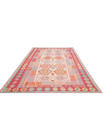 Tappeto Kilim Afghanistan beige rosso 201x303