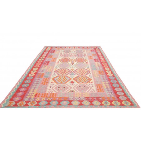 Tappeto Kilim Afghanistan beige rosso 201x303