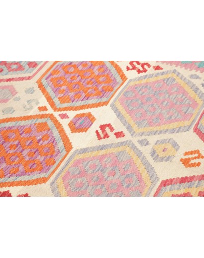 Tappeto Kilim Afghanistan beige rosso 201x303