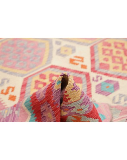 Tappeto Kilim Afghanistan beige rosso 201x303
