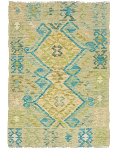 Tappeto Kilim Afghanistan marrone verde 103x147