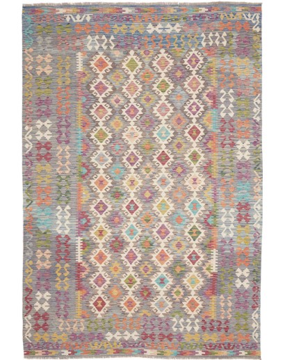 Tappeto Kilim Afghanistan marrone bianco 197x294
