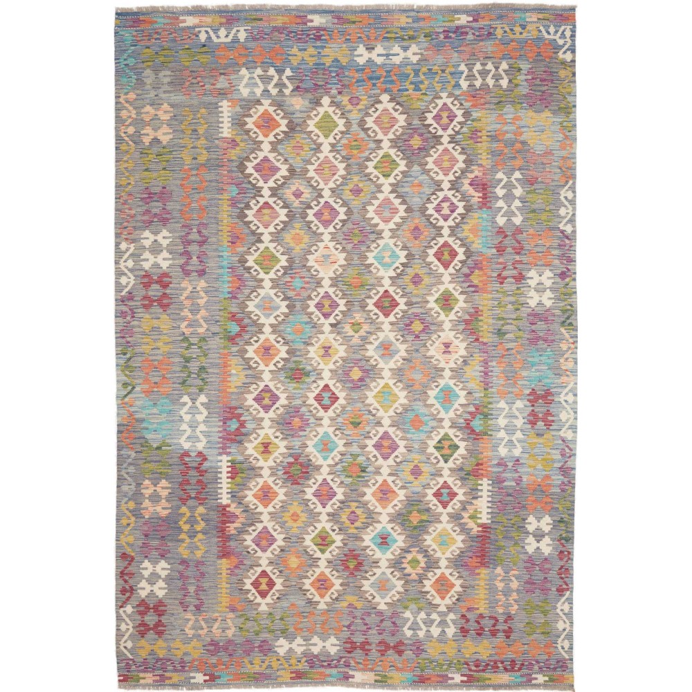 Tappeto Kilim Afghanistan marrone bianco 197x294