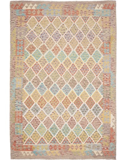 Tappeto Kilim Afghanistan marrone bianco 202x300