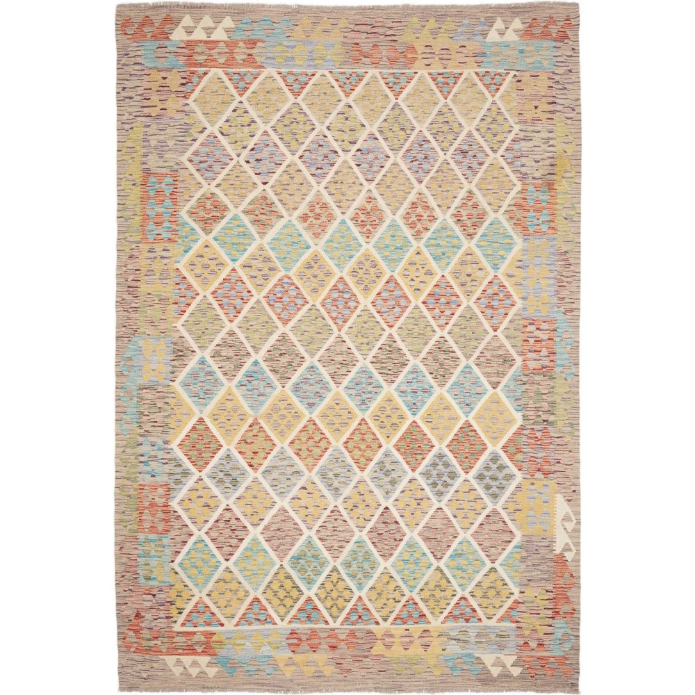 Tappeto Kilim Afghanistan marrone bianco 202x300