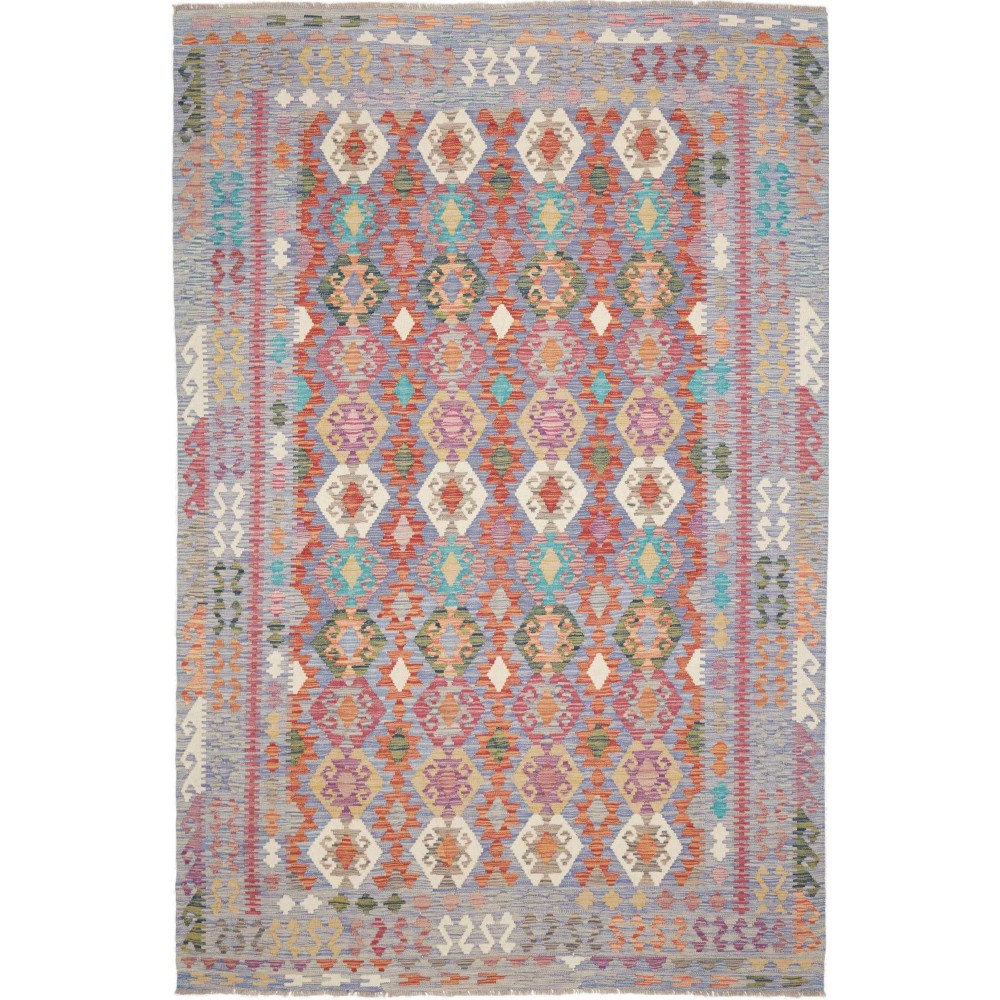 Tappeto Kilim Afghanistan marrone azzurro 205x311