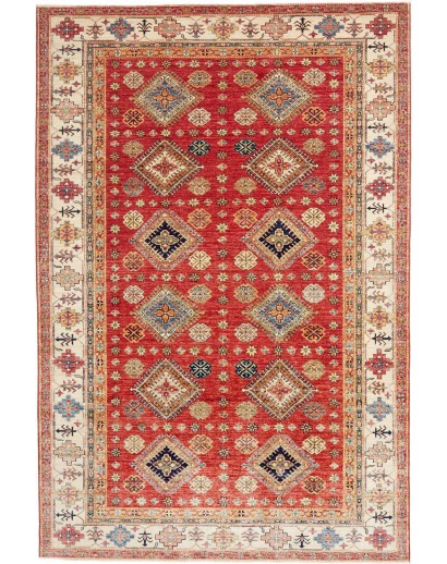 Tappeto Kazak Fine Pakistan marrone rosso 198x298