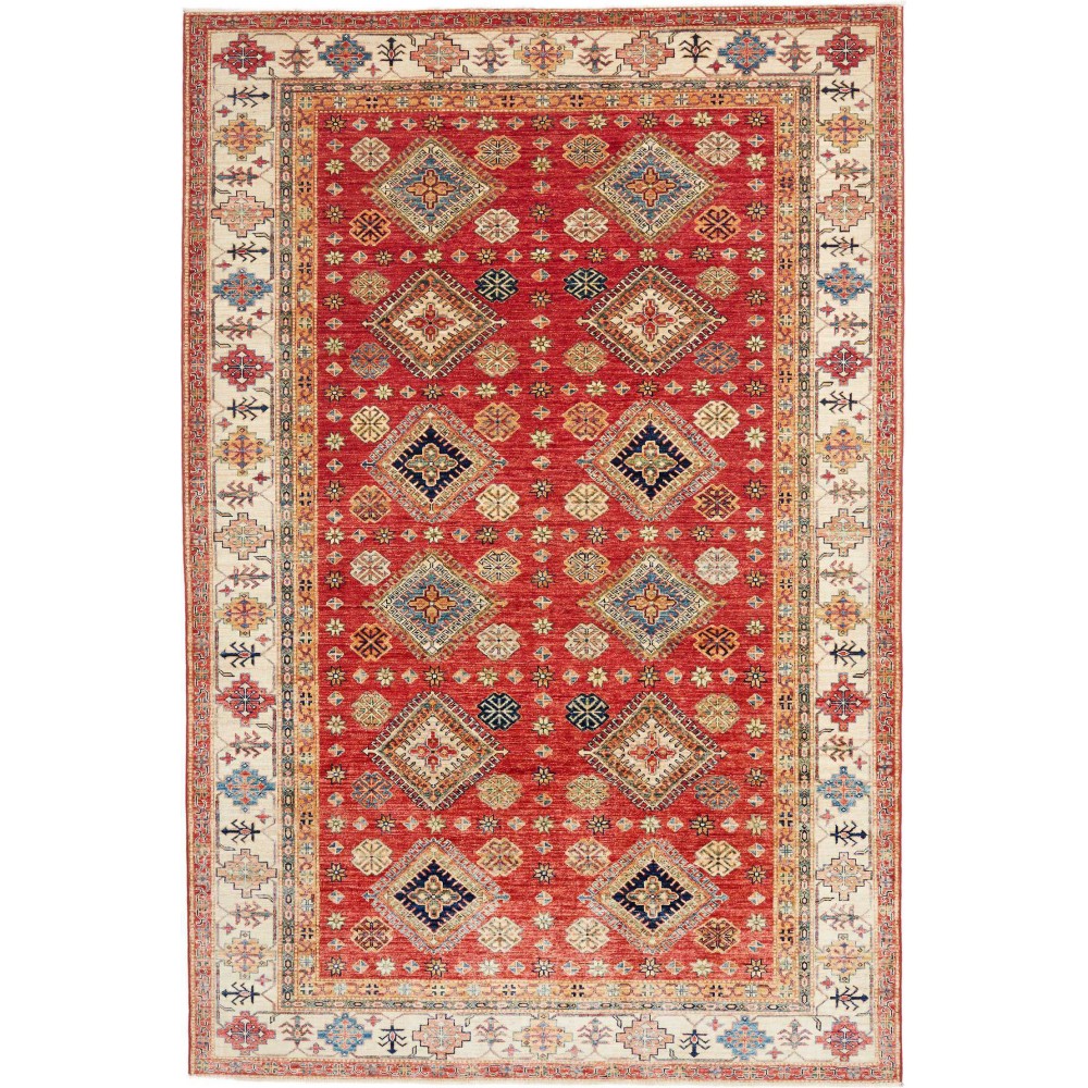 Tappeto Kazak Fine Pakistan marrone rosso 198x298