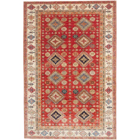 Tappeto Kazak Fine Pakistan marrone rosso 198x298