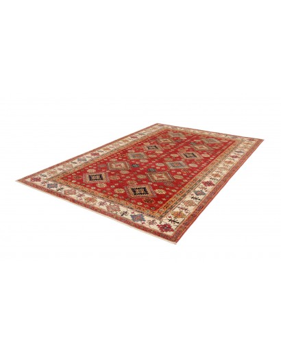 Tappeto Kazak Fine Pakistan marrone rosso 198x298