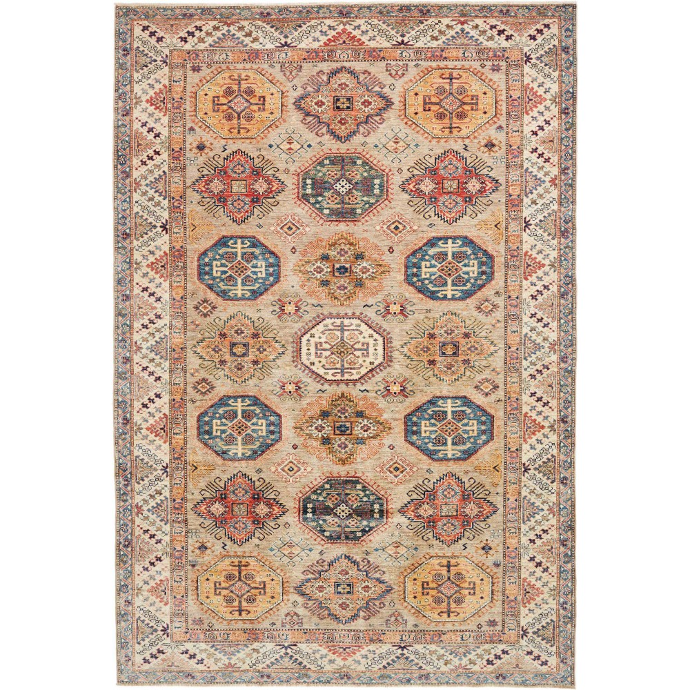 Tappeto Kazak Fine Pakistan marrone grigio 206x304