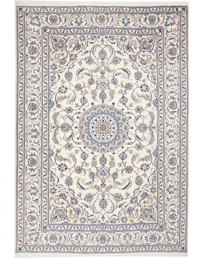 Tappeto Nain Kashmar Persia bianco grigio 205x294