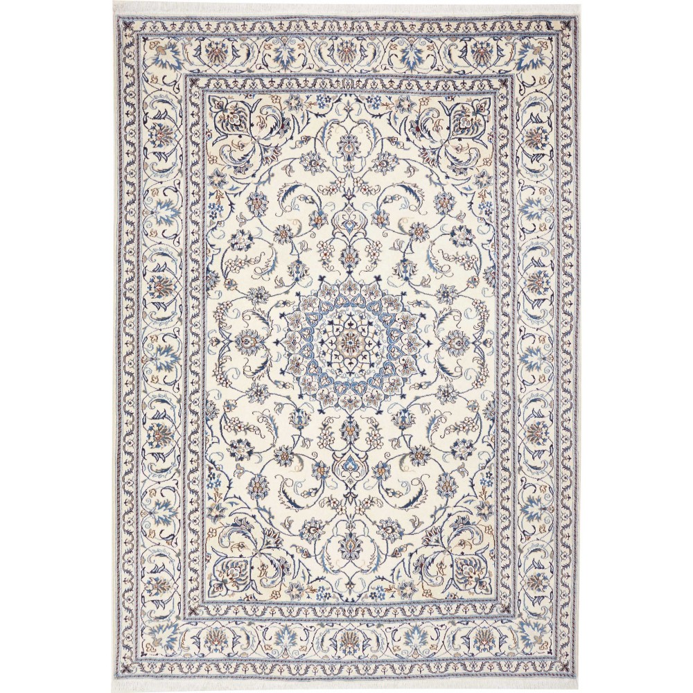 Tappeto Nain Kashmar Persia bianco grigio 205x294 Tappeto Nain Kashmar Persia bianco grigio 205x294