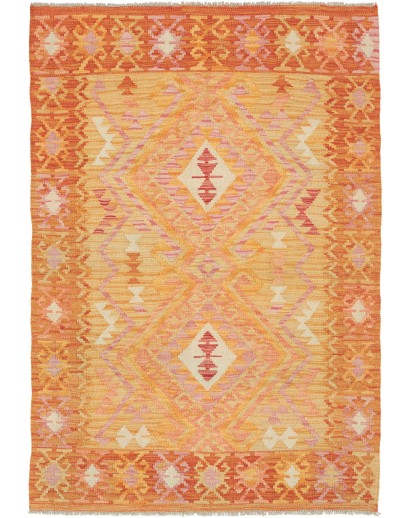 Tappeto Kilim Afghanistan arancione marrone 102x149