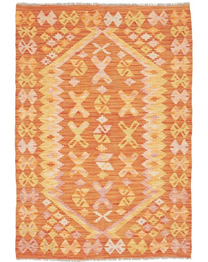 Tappeto Kilim Afghanistan arancione marrone 100x146